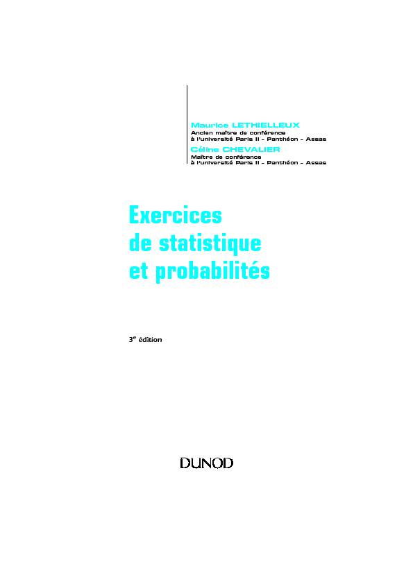 Exercices de statistique et probabilités - dunodcom