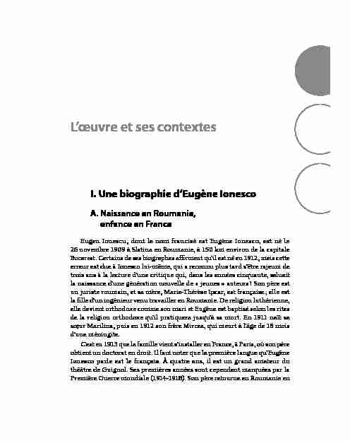 [PDF] Lœuvre et ses contextes I Une biographie dEugène Ionesco