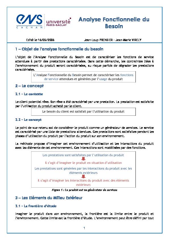 [PDF] Analyse Fonctionnelle du Besoin - Eduscol