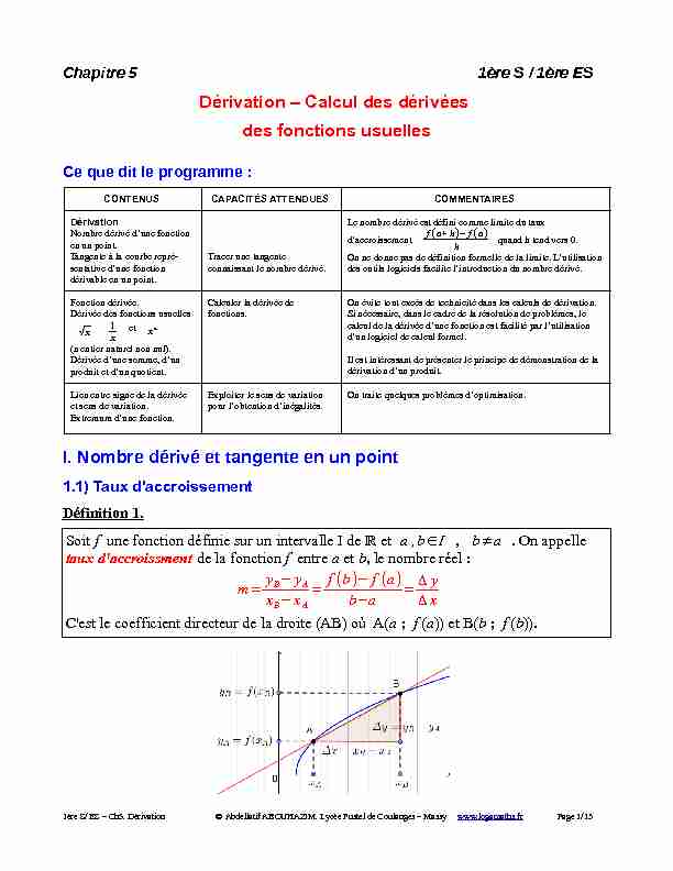 [PDF] Calcul des dérivées des fonctions usuelles - Logamathsfr