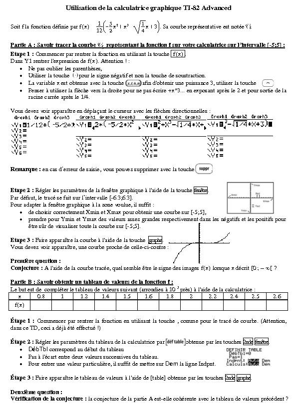 [PDF] Utilisation de la calculatrice graphique TI-82 Advanced