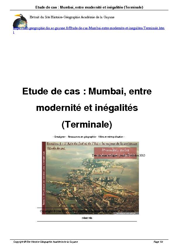 Etude de cas : Mumbai entre modernité et inégalités (Terminale)