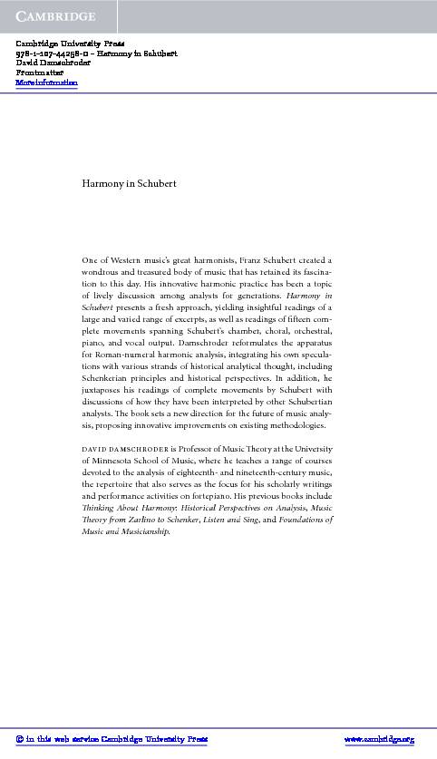 Harmony in Schubert - Cambridge University Press