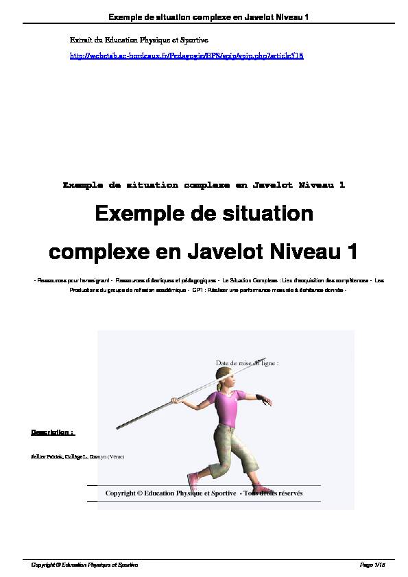 [PDF] Exemple de situation complexe en Javelot Niveau 1