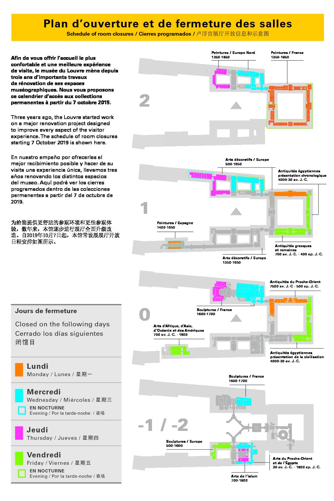 Plan d’ouverture et de fermeture des salles - Amis du Louvre
