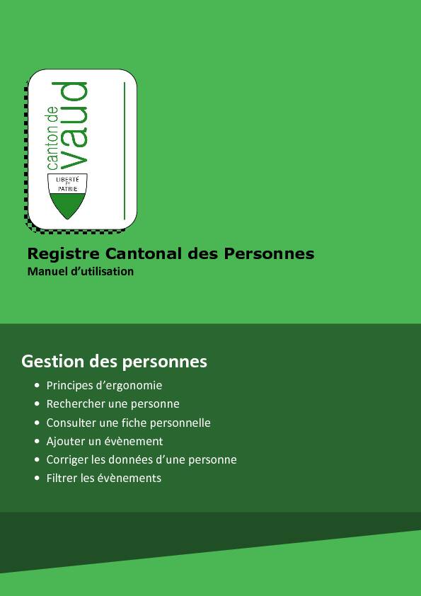 [PDF] RCPers - Registre Cantonal des Personnes - VDch