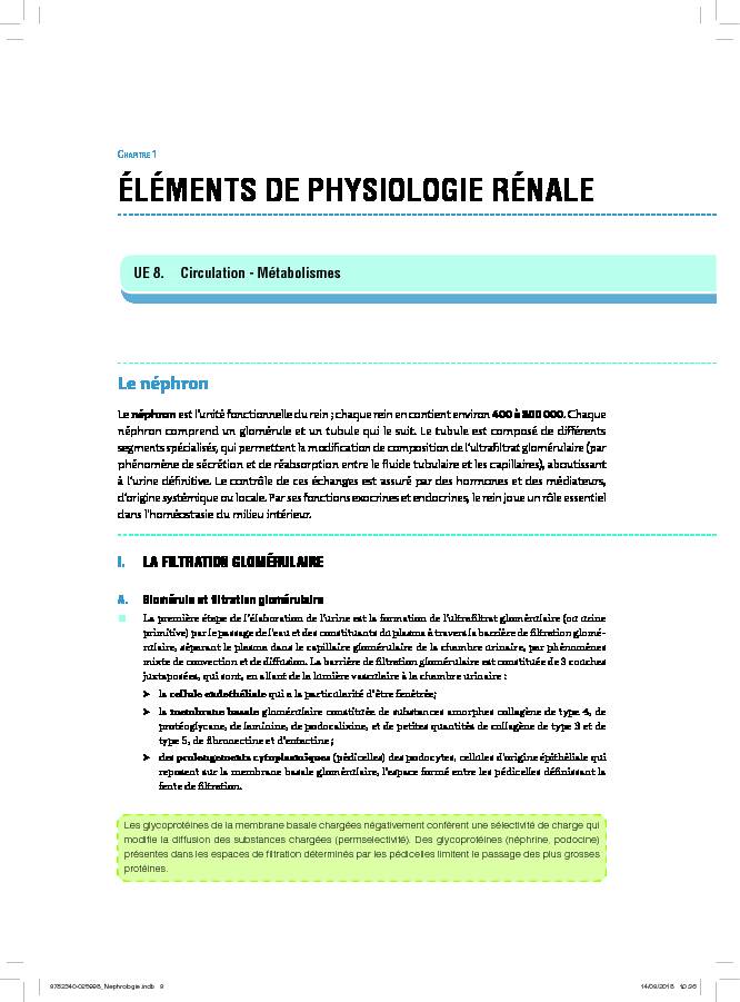 [PDF] ÉLÉMENTS DE PHYSIOLOGIE RÉNALE - CUEN
