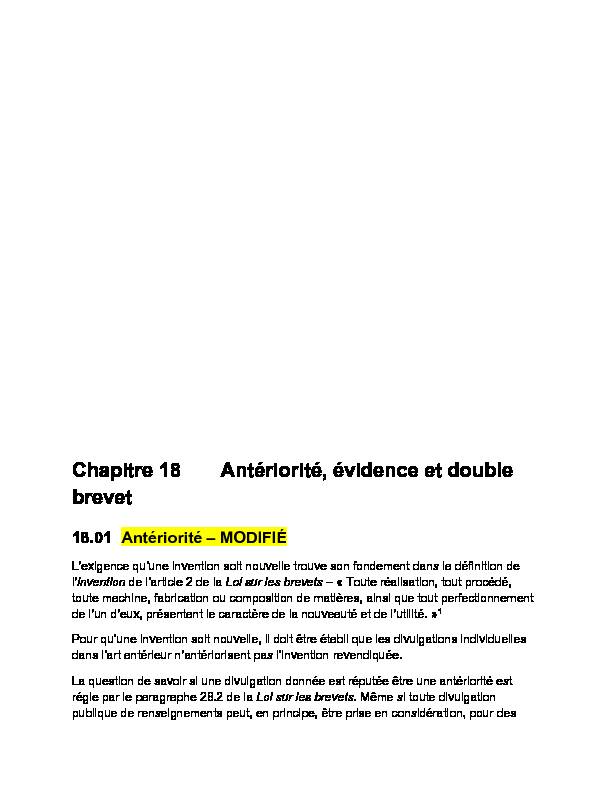 [PDF] Chapitre 18 Antériorité évidence et double brevet - FedDev Ontario
