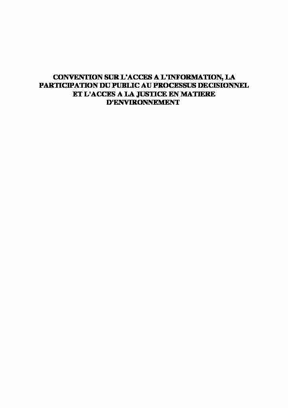 convention sur lacces a linformation la participation du public au