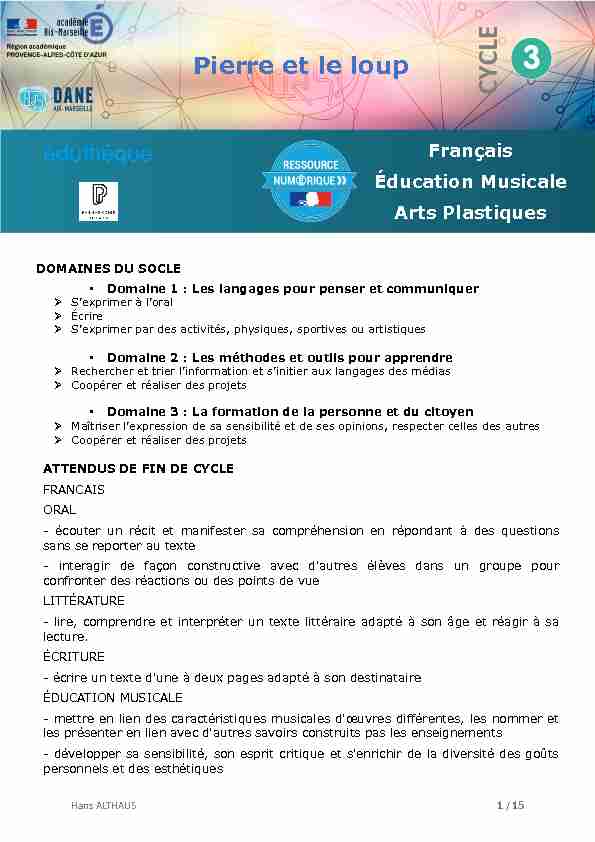 [PDF] Pierre et le loup - Le numérique éducatif Aix - Marseille Accueil