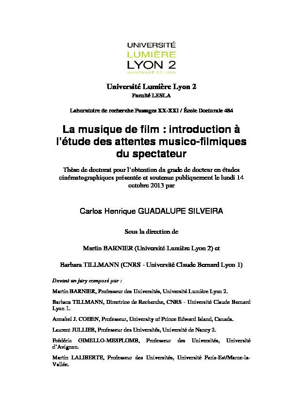 La musique de film : introduction à l'étude des attentes
