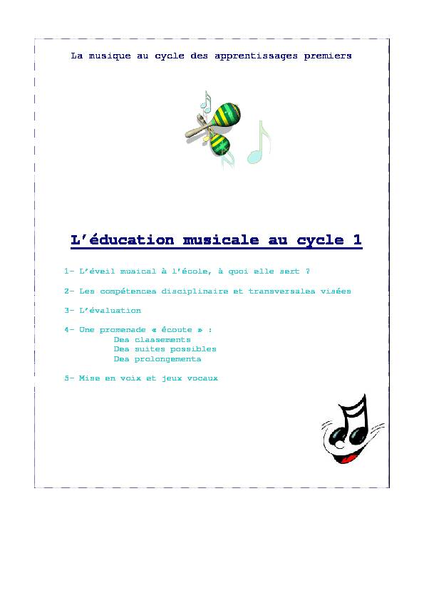 [PDF] Léducation musicale au cycle 1 - Gomme & Gribouillages