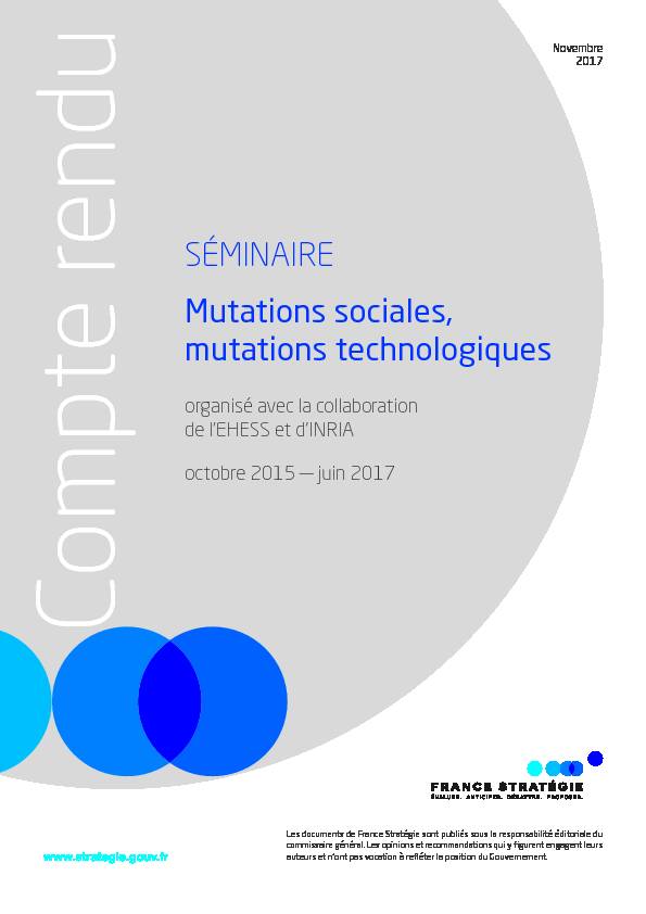 [PDF] SÉMINAIRE Mutations sociales mutations technologiques