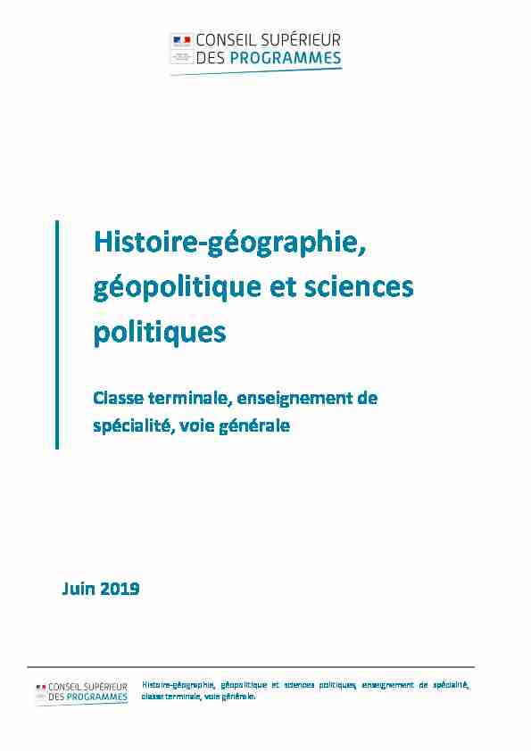 Histoire-géographie géopolitique et sciences politiques