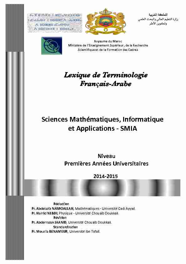 Sciences Mathématiques Informatique et Applications -? SMIA
