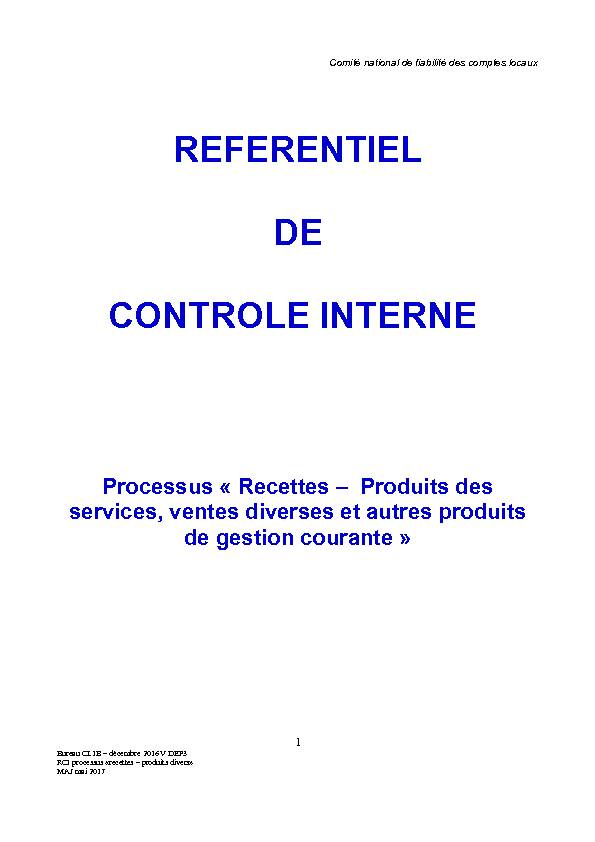 [PDF] REFERENTIEL DE CONTROLE INTERNE - Collectivites-locales