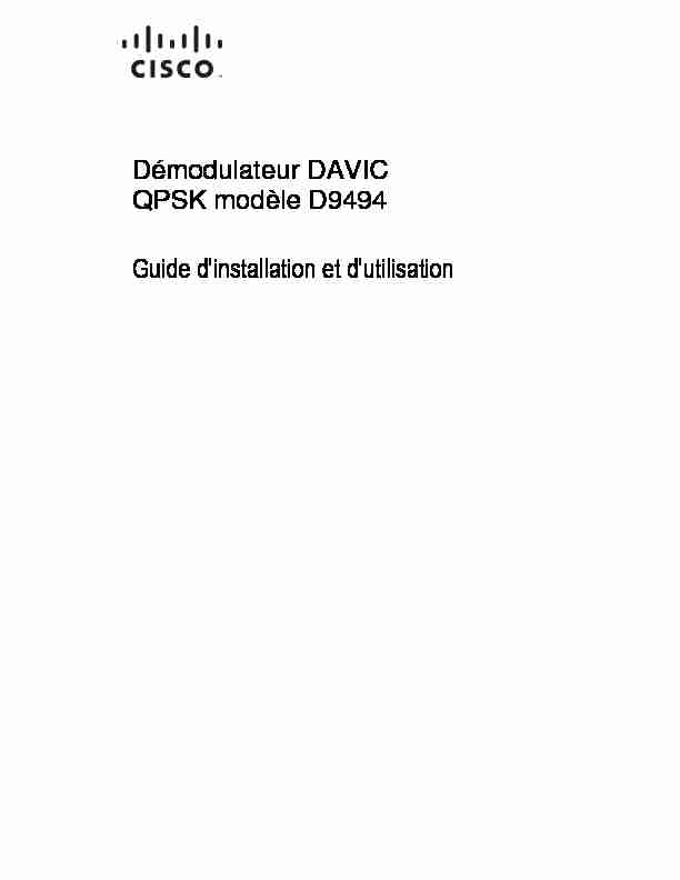 Model D9494 DAVIC QPSK Demodulator Installation and Operation