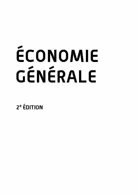 Économie générale -2e édition