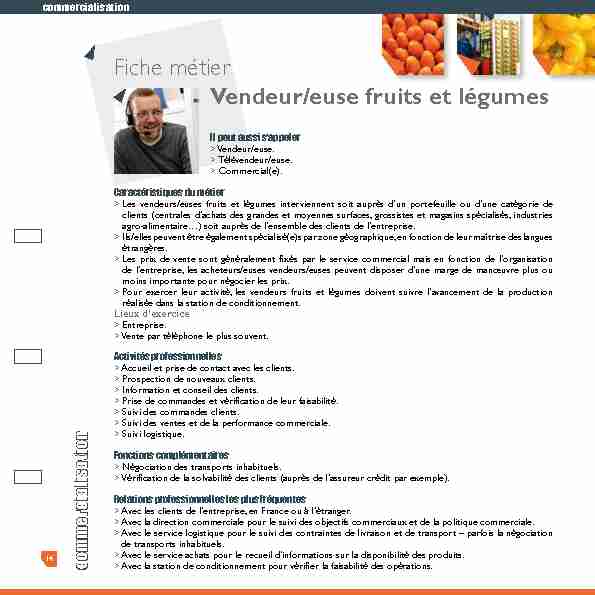 [PDF] Fiche métier Vendeur/euse fruits et légumes - Agrorientation