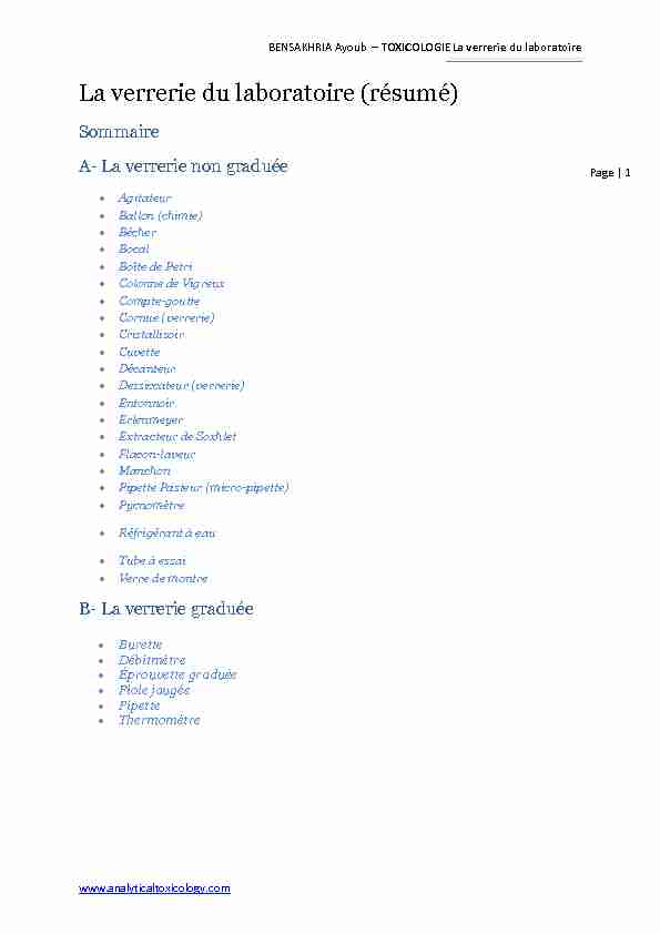 [PDF] La verrerie du laboratoire - Analytical Toxicology