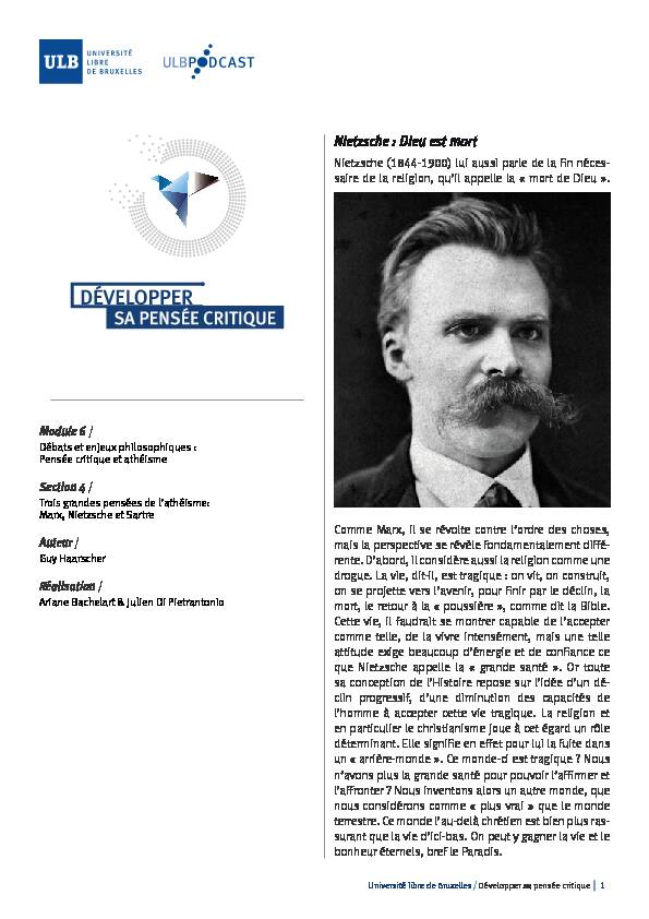 [PDF] Nietzsche : Dieu est mort - Fun MOOC