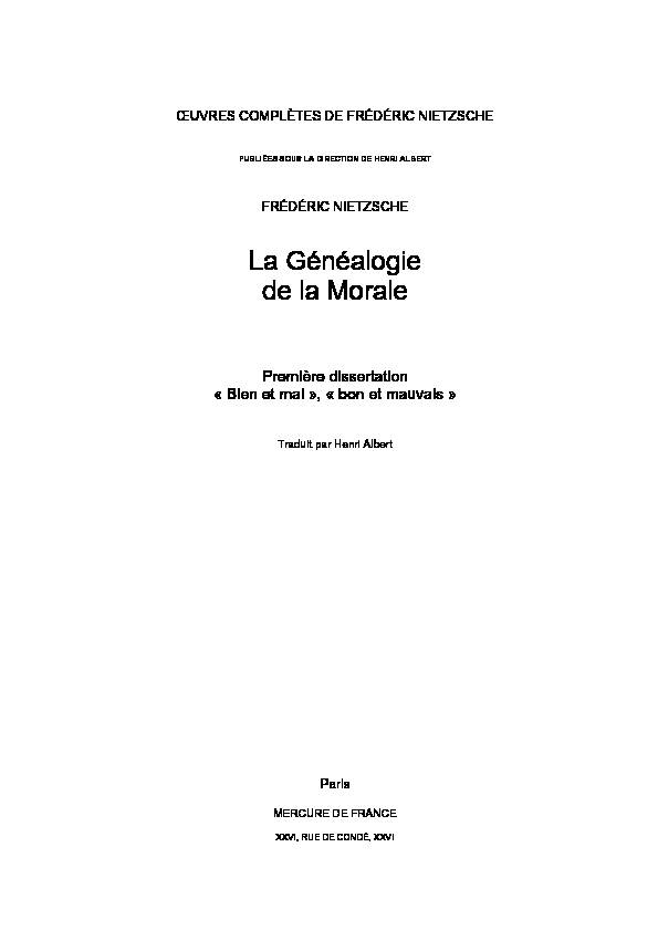 [PDF] La Généalogie de la Morale - Philotextes