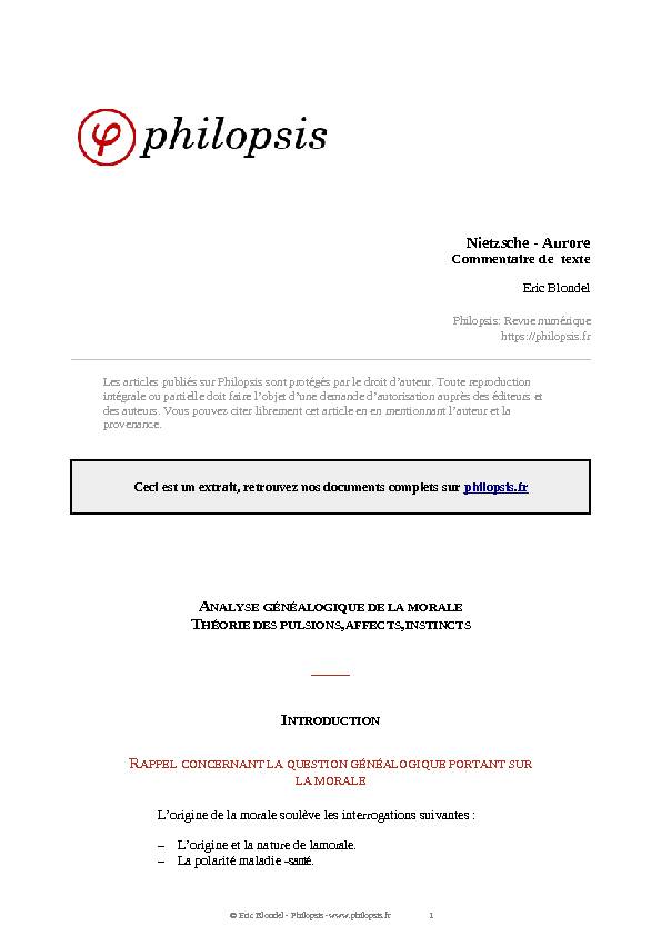 [PDF] Nietzsche - Aurore - Philopsis