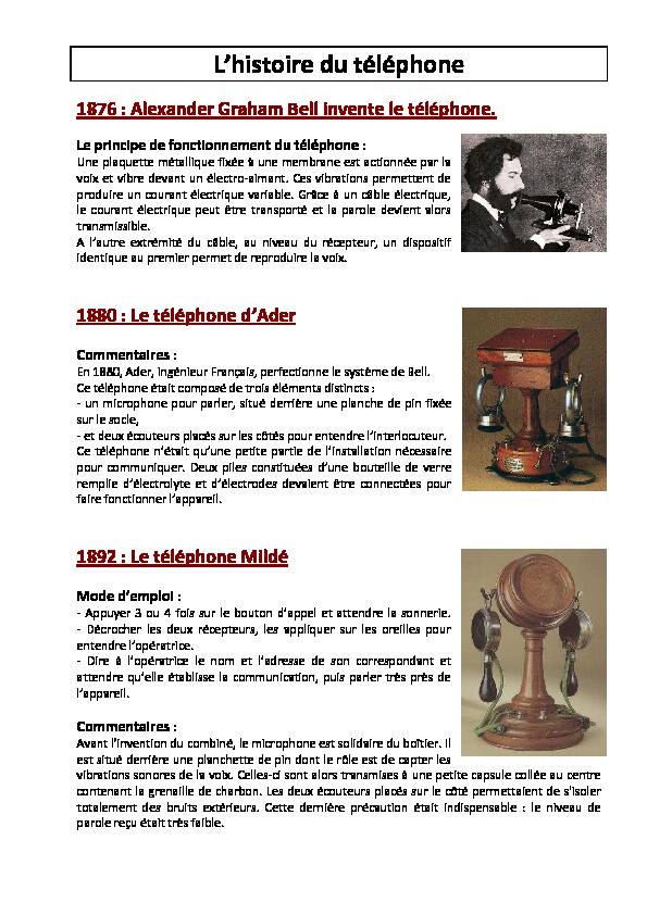 1876 : Alexander Graham Bell invente le téléphone