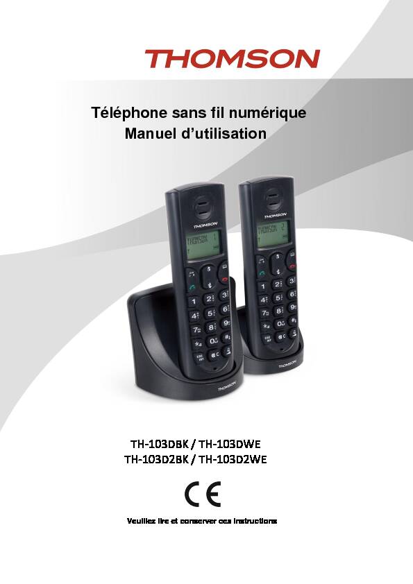 [PDF] Manuel dutilisation - Téléphone sans fil numérique - Mythomson
