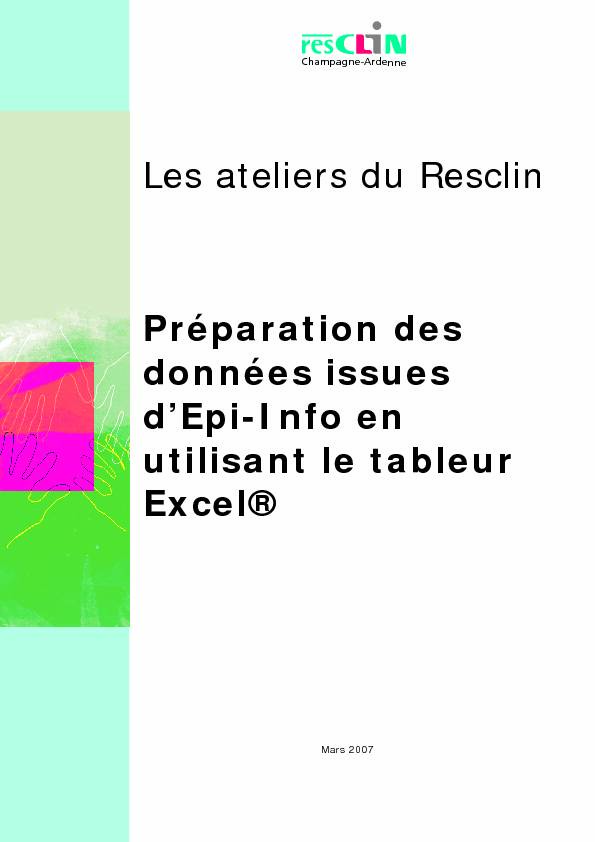 Cours Atelier Epiinfo  PDF  Microsoft Excel  Données informatiques