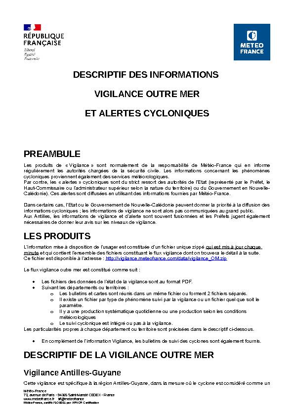 [PDF] Descriptif des informations Vigilance outre mer et alertes cycloniques