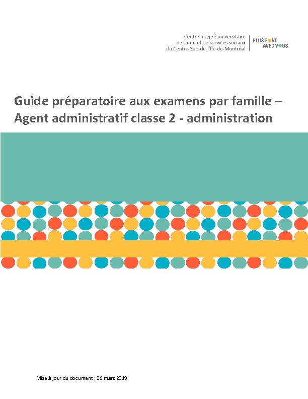 [PDF] Guide préparatoire aux examens par famille – Agent administratif