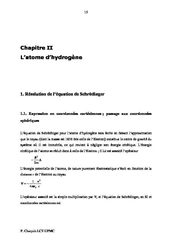 [PDF] Chapitre II Latome dhydrogène