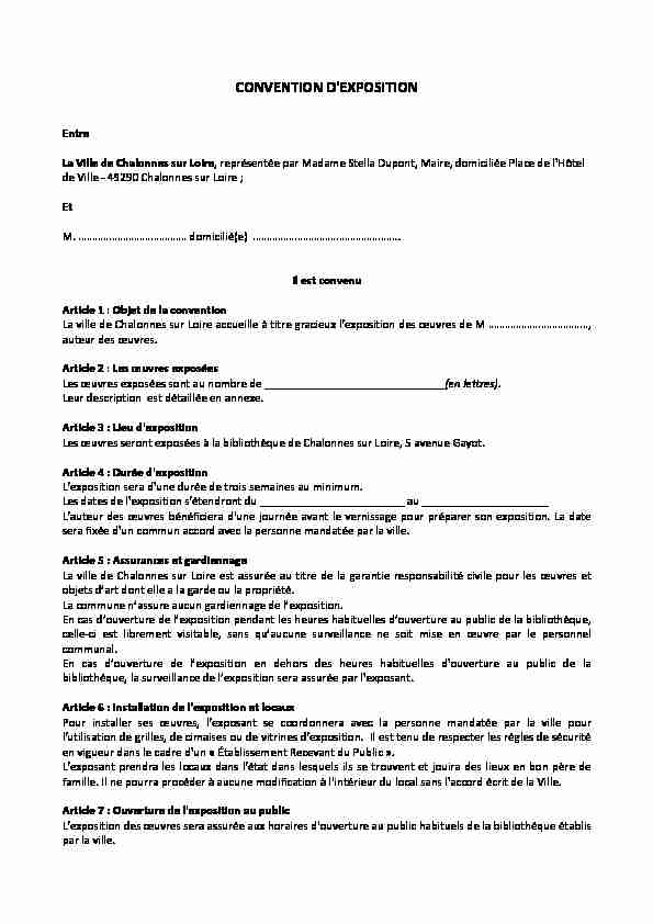 [PDF] CONVENTION DEXPOSITION - Chalonnes-sur-Loire