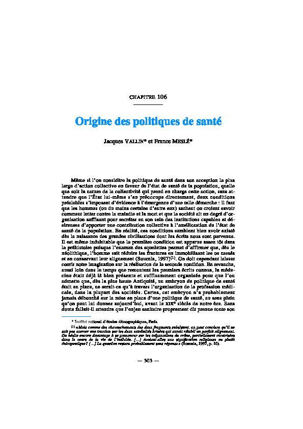 [PDF] Origine des politiques de santé