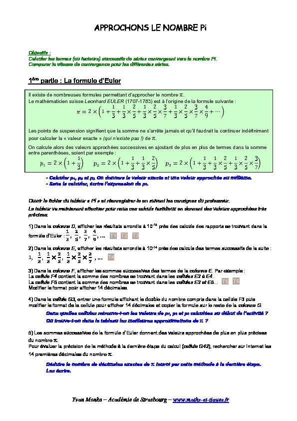 [PDF] APPROCHONS LE NOMBRE Pi - maths et tiques