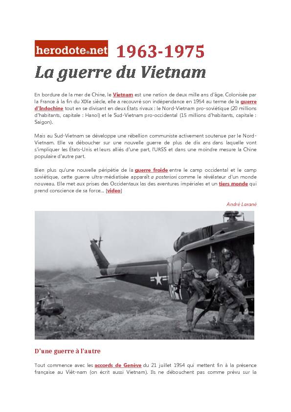 1963-1975 La guerre du Vietnam