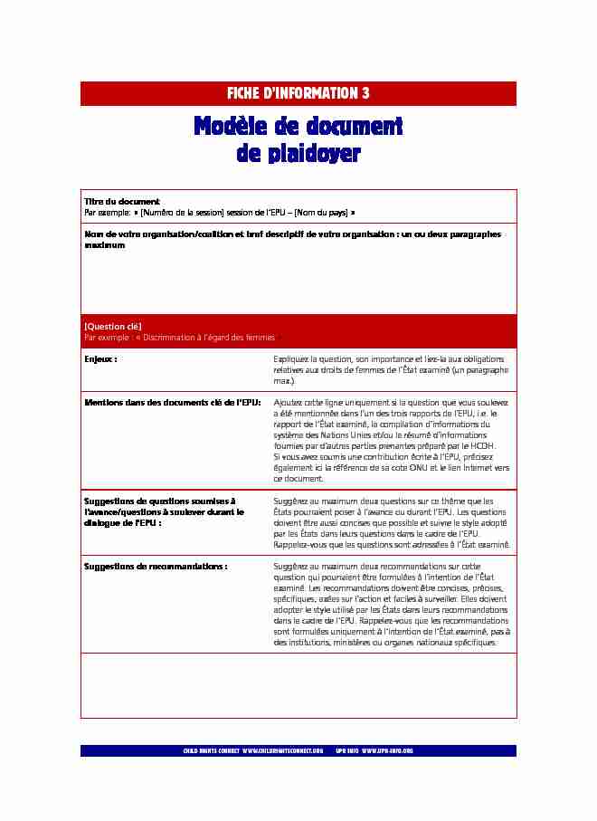 [PDF] Modèle de document de plaidoyer - UPR Info