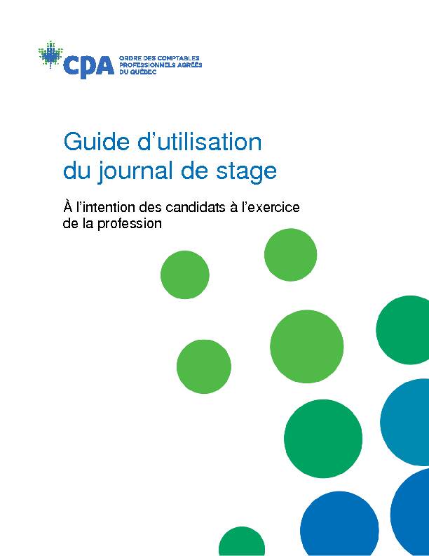 [PDF] Guide dutilisation du journal de stage - Ordre des CPA du Québec