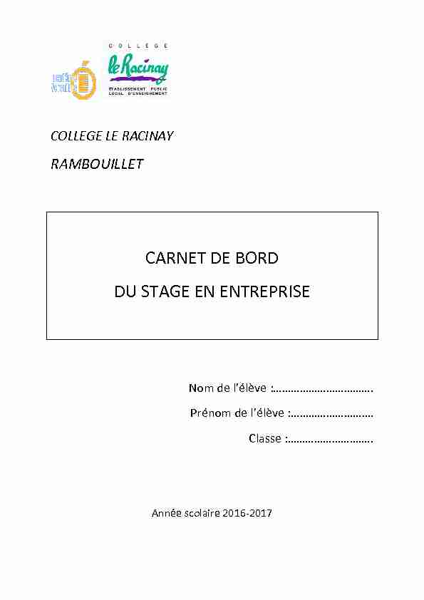 [PDF] CARNET DE BORD DU STAGE EN ENTREPRISE