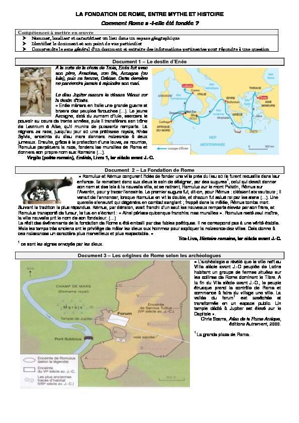 [PDF] LA FONDATION DE ROME, ENTRE MYTHE ET HISTOIRE