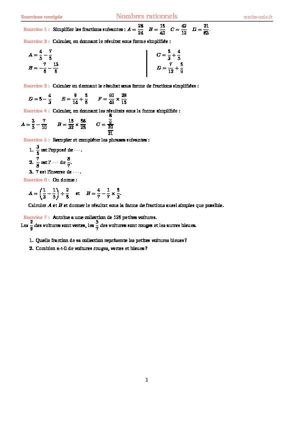 [PDF] Nombres rationnels - maths-mde