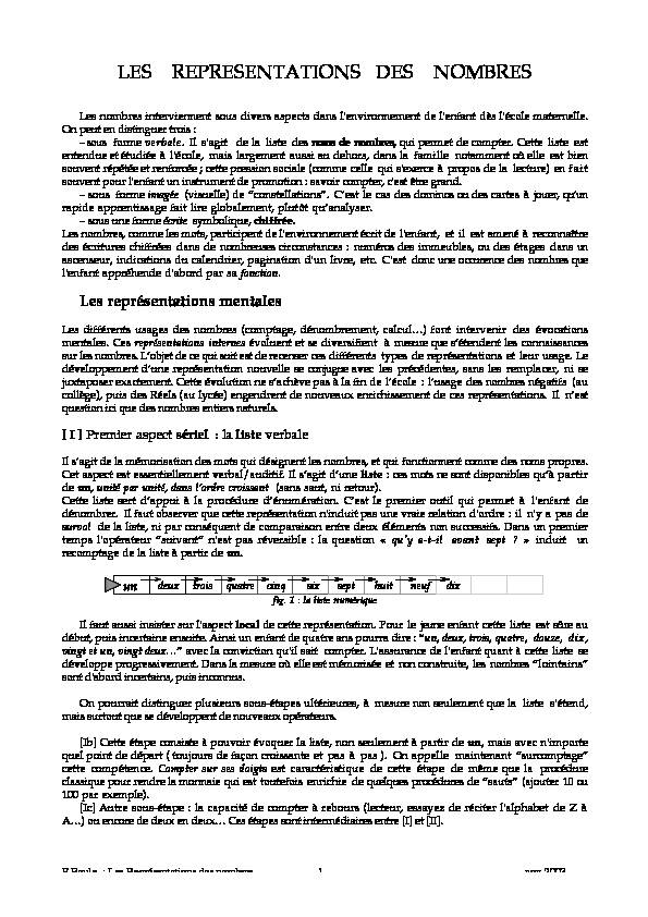 [PDF] LES REPRESENTATIONS DES NOMBRES - Circonscription
