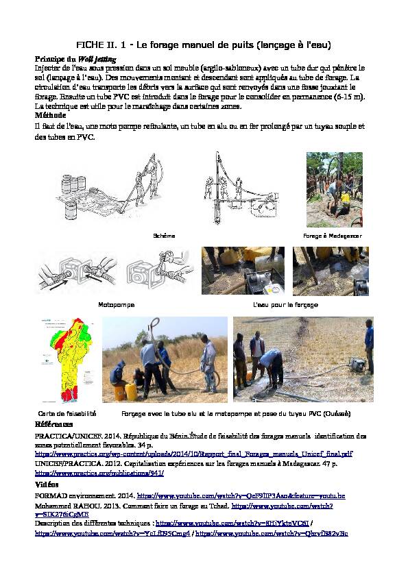 [PDF] FICHE II 1 - Le forage manuel de puits (lançage à leau)