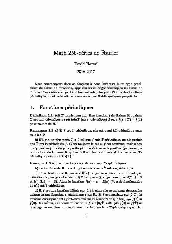 Math 256-Séries de Fourier