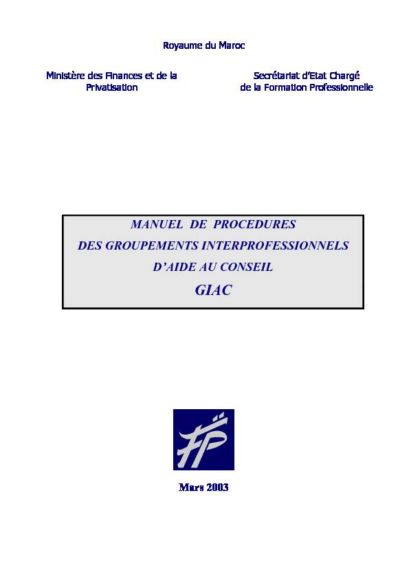 [PDF] Manuel de procédures des GIAC - OFPPT