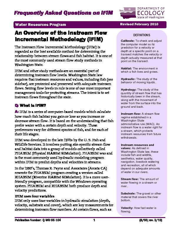 [PDF] Frequently Asked Questions on IFIM