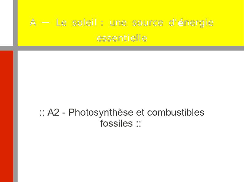 :: A2 - Photosynthèse et combustibles fossiles