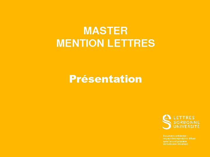 [PDF] Offre de formation Master - Lettres Sorbonne Université