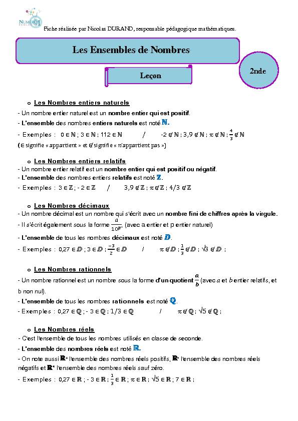 [PDF] Les-ensembles-de-nombres-2ndepdf - Numero1-scolaritecom
